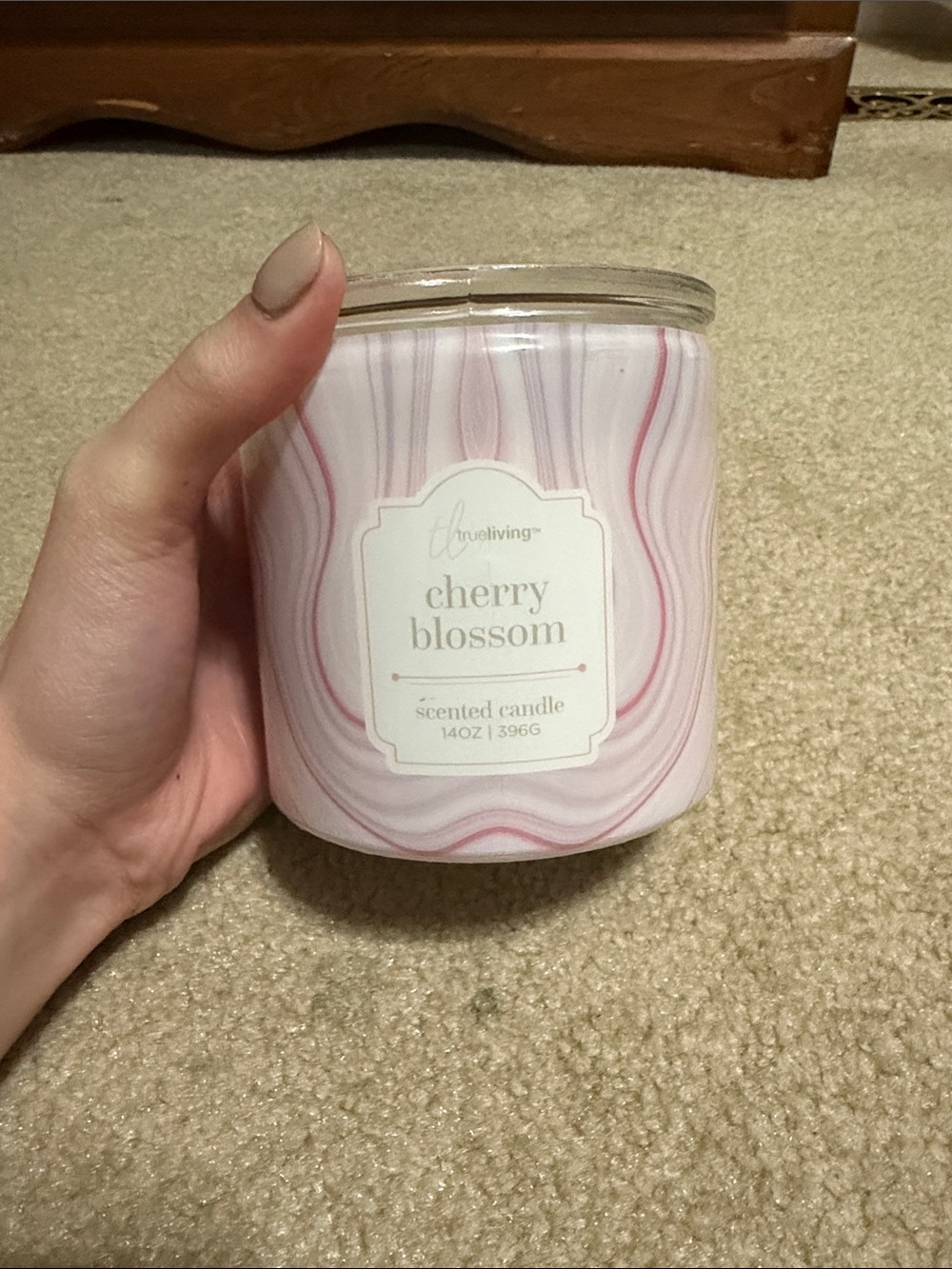 True Living Cherry Blossom Scented Candle - Pink